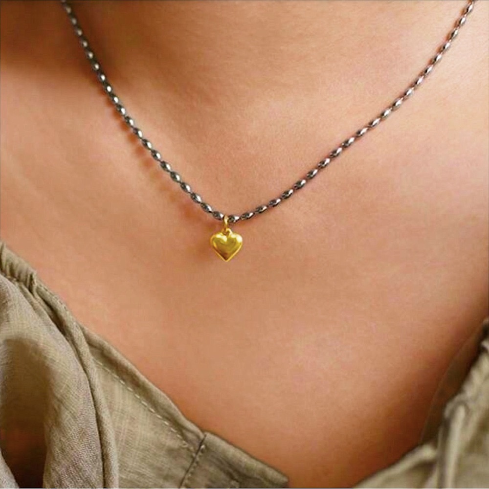 Gold Puffy Heart Necklace